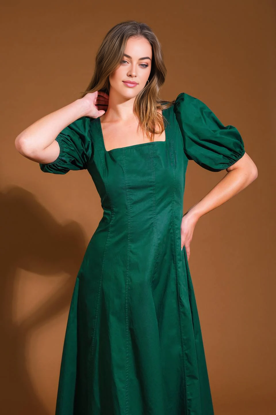 November December Wedding Guest Formal Dress Square Neck short sleeve Medium Long Styles Elegant Formal Simple Prom Dress
