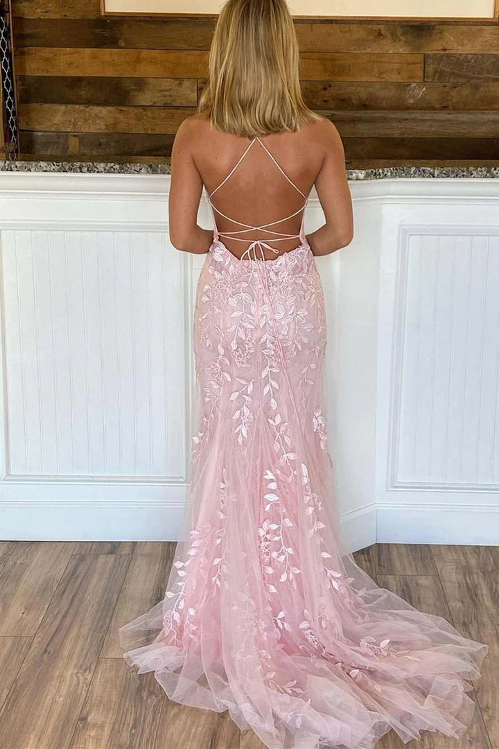 Appliques Mermaid Long Prom Dress
