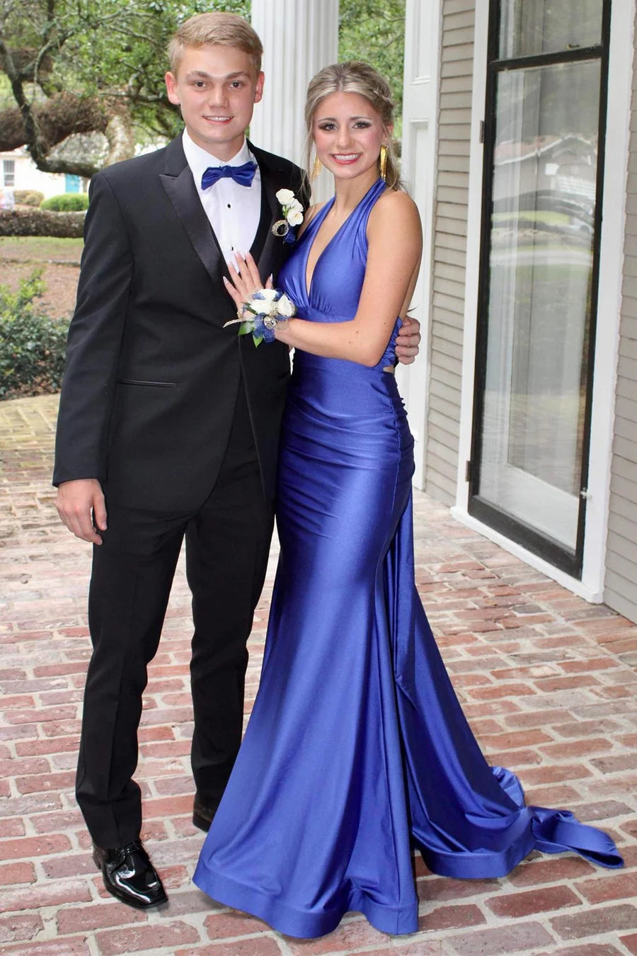 Halter Tie-Back Mermaid Long Prom Dress