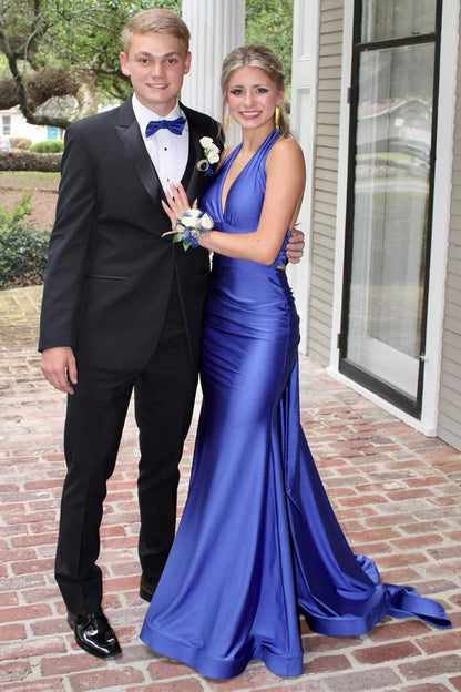 Halter Tie-Back Mermaid Long Prom Dress