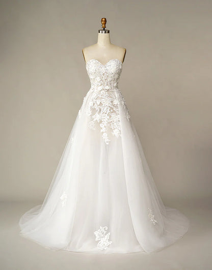 A Line Wedding Dress with Appliques