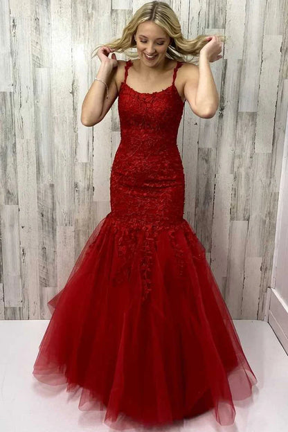 Trumpet  Appliques Long Formal Dress