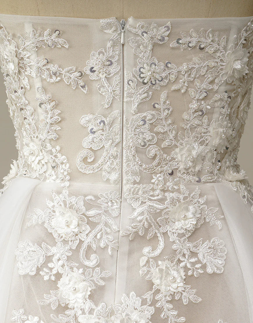 A Line Wedding Dress with Appliques