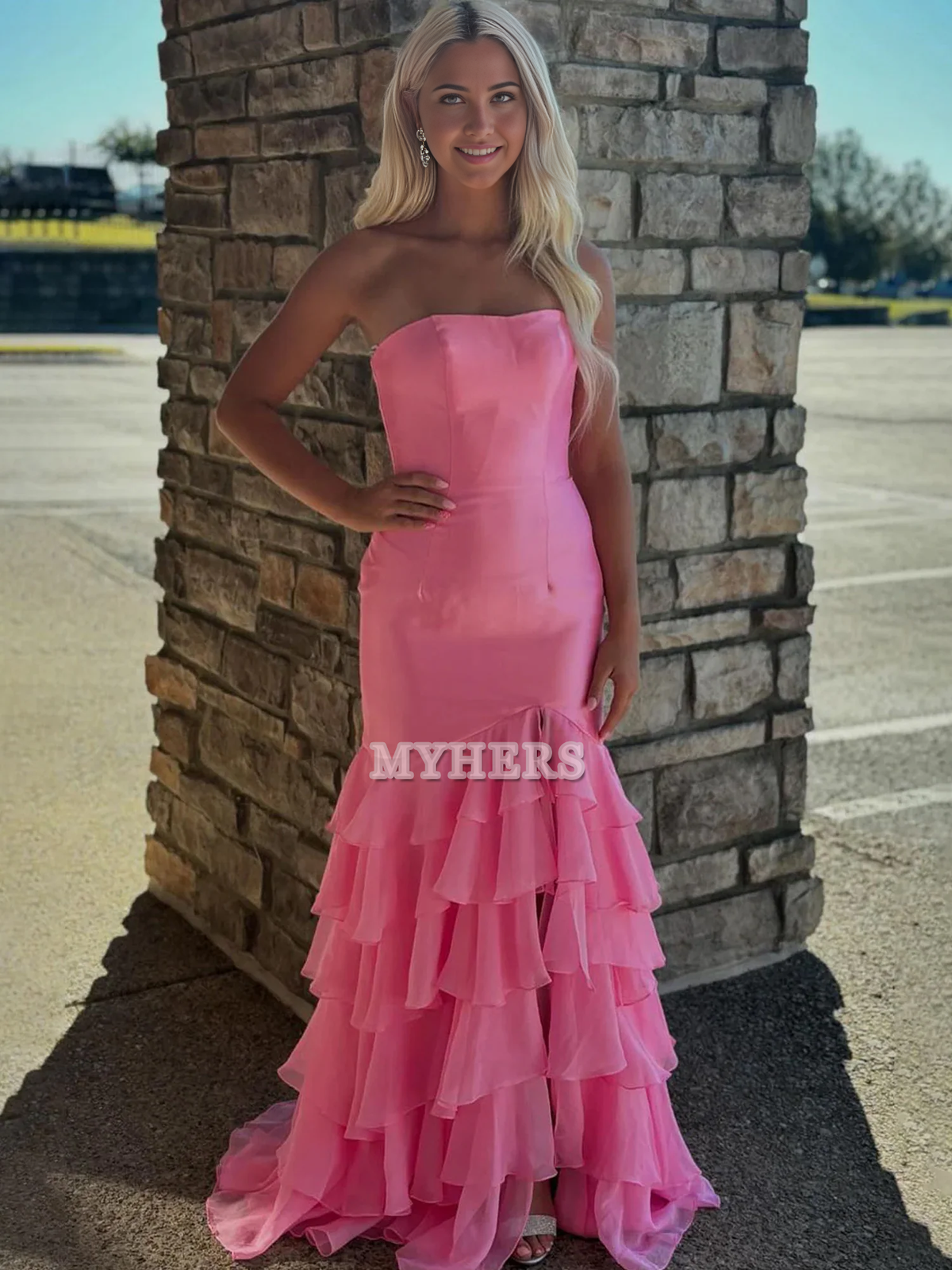 Formal Wear Dresses Wedding Guest Dresses Mermaid Cultivate oneself Strapless layering Prom Dresses Side Fork Exquisite Evening Dress