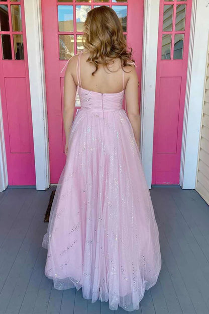 Sparkle  Tying Straps A-line Prom Dress