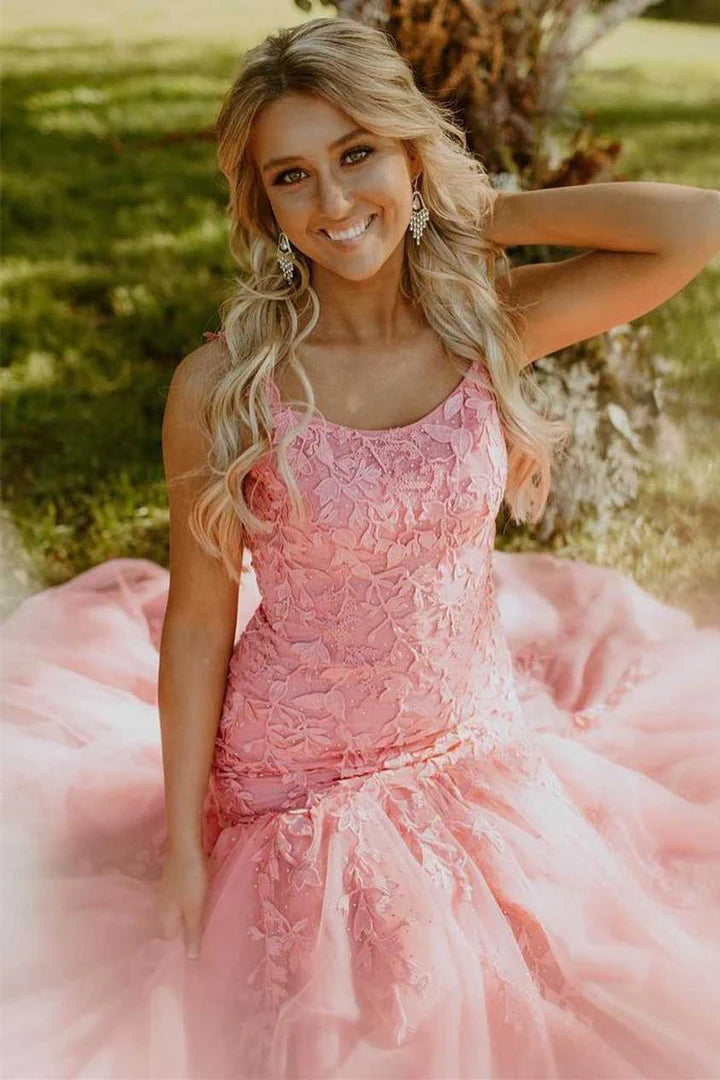 Trumpet  Appliques Long Formal Dress