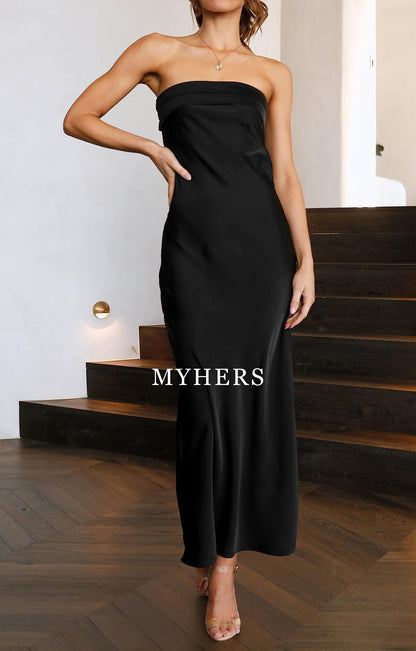 Formal Wear Dresses Prom Dress High Quality Strapless Satin Bodycon Backless Maxi Dress Charming Wedding Guest Dresses