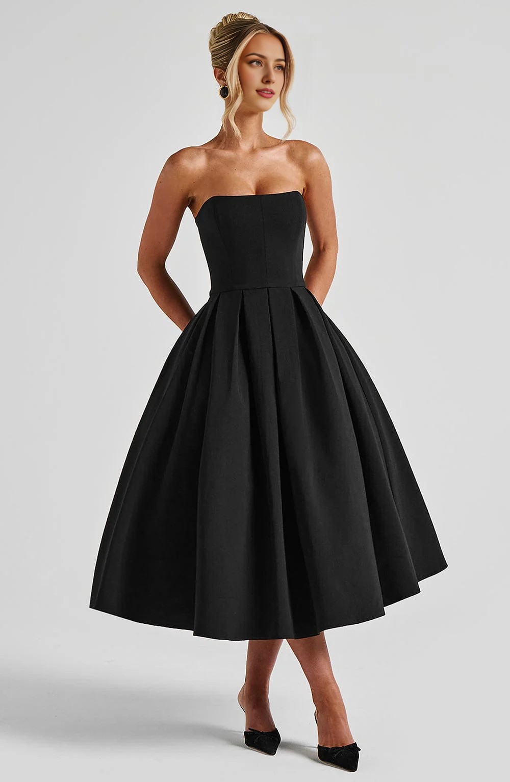 A Line Strapless Backless Elegant Exquisite Dresses Bridesmaid Dresses Wedding Guests Dresses