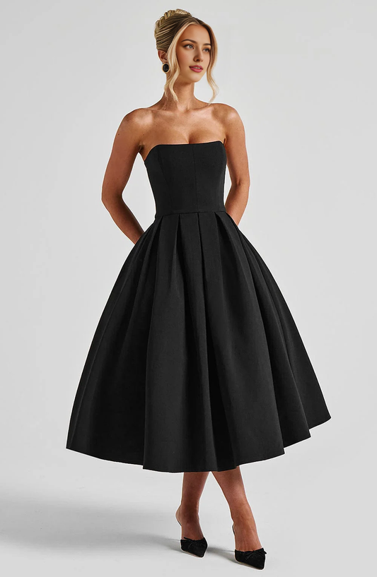 A Line Strapless Backless Elegant Exquisite Dresses Bridesmaid Dresses Wedding Guests Dresses