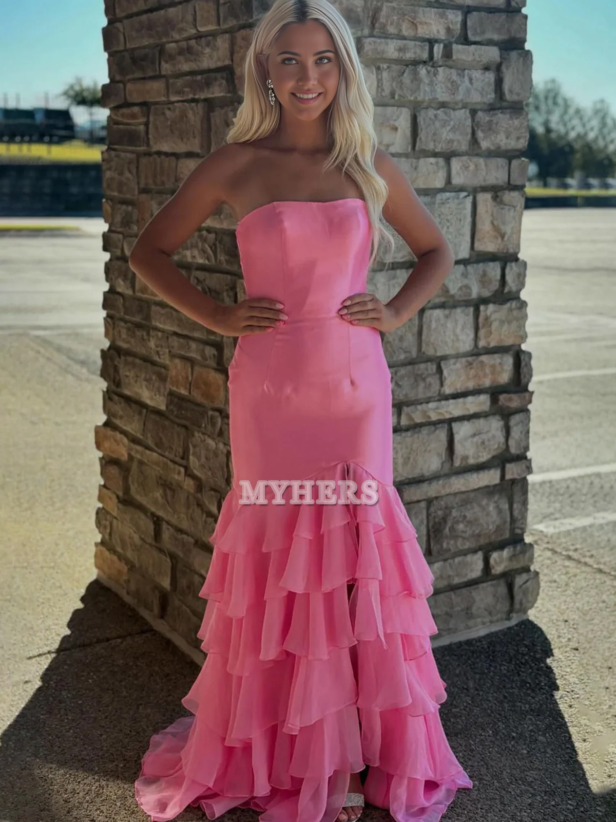 Formal Wear Dresses Wedding Guest Dresses Mermaid Cultivate oneself Strapless layering Prom Dresses Side Fork Exquisite Evening Dress