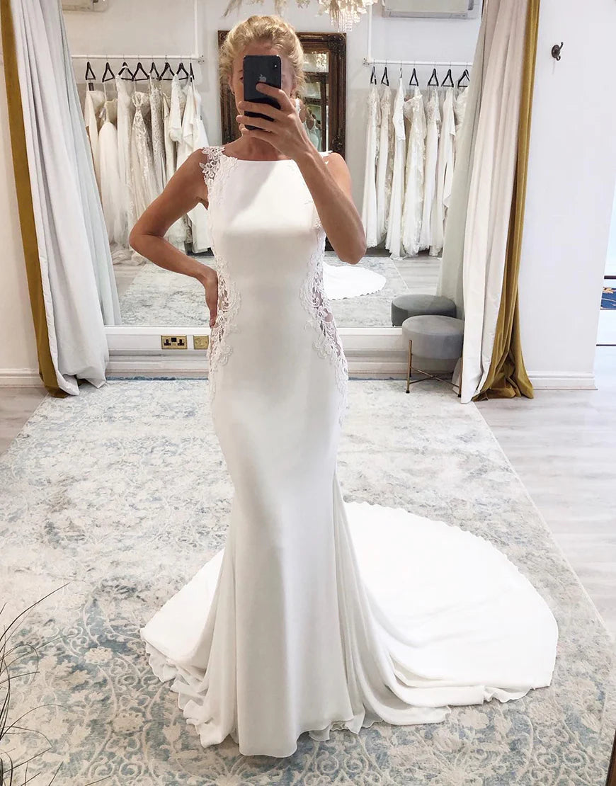 Mermaid Boho Wedding Dress with Lace