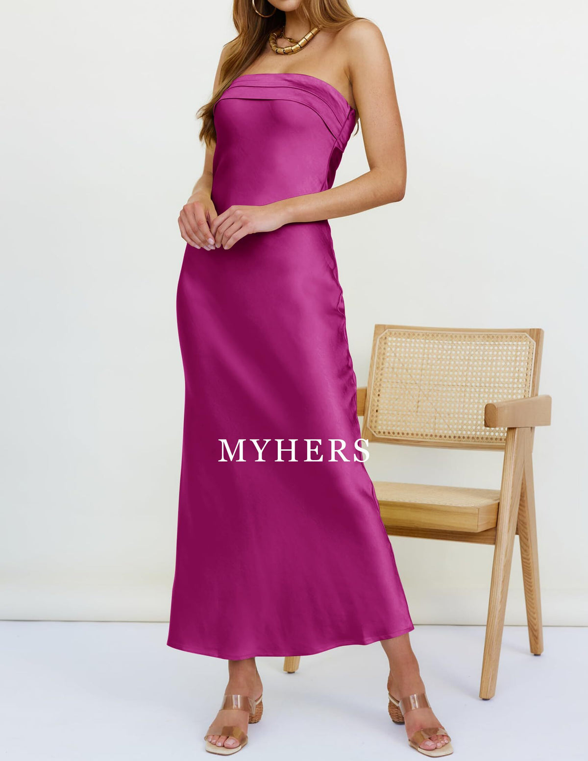 Formal Wear Dresses Prom Dress High Quality Strapless Satin Bodycon Backless Maxi Dress Charming Wedding Guest Dresses