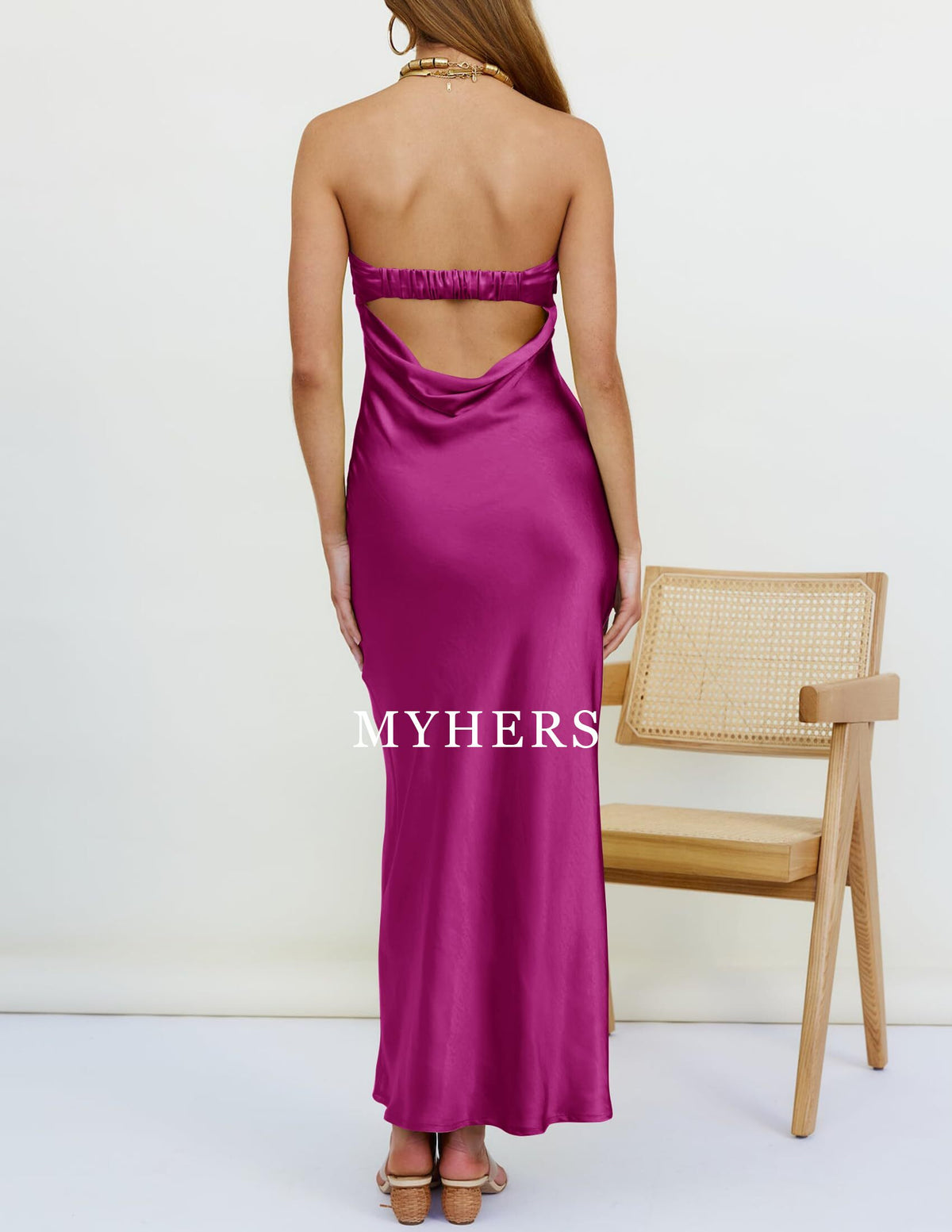 Formal Wear Dresses Prom Dress High Quality Strapless Satin Bodycon Backless Maxi Dress Charming Wedding Guest Dresses