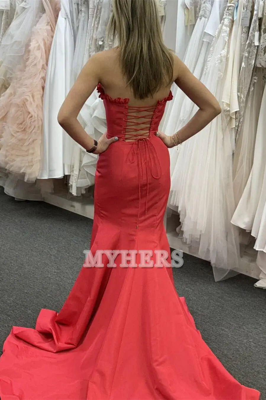 Formal Wear Dresses Wedding Guest Dresses Strapless Ruffle Mermaid Cultivate oneself Side Fork Long Prom Dress Elegant Dignified Evening Dress