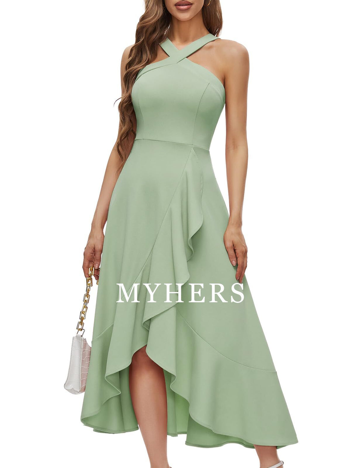 Formal Wear Dresses Prom Dress Halter Cocktail Dresses Wedding Bridesmaid Dress Ruffled Evening Party Dress Wedding Guest Dresses