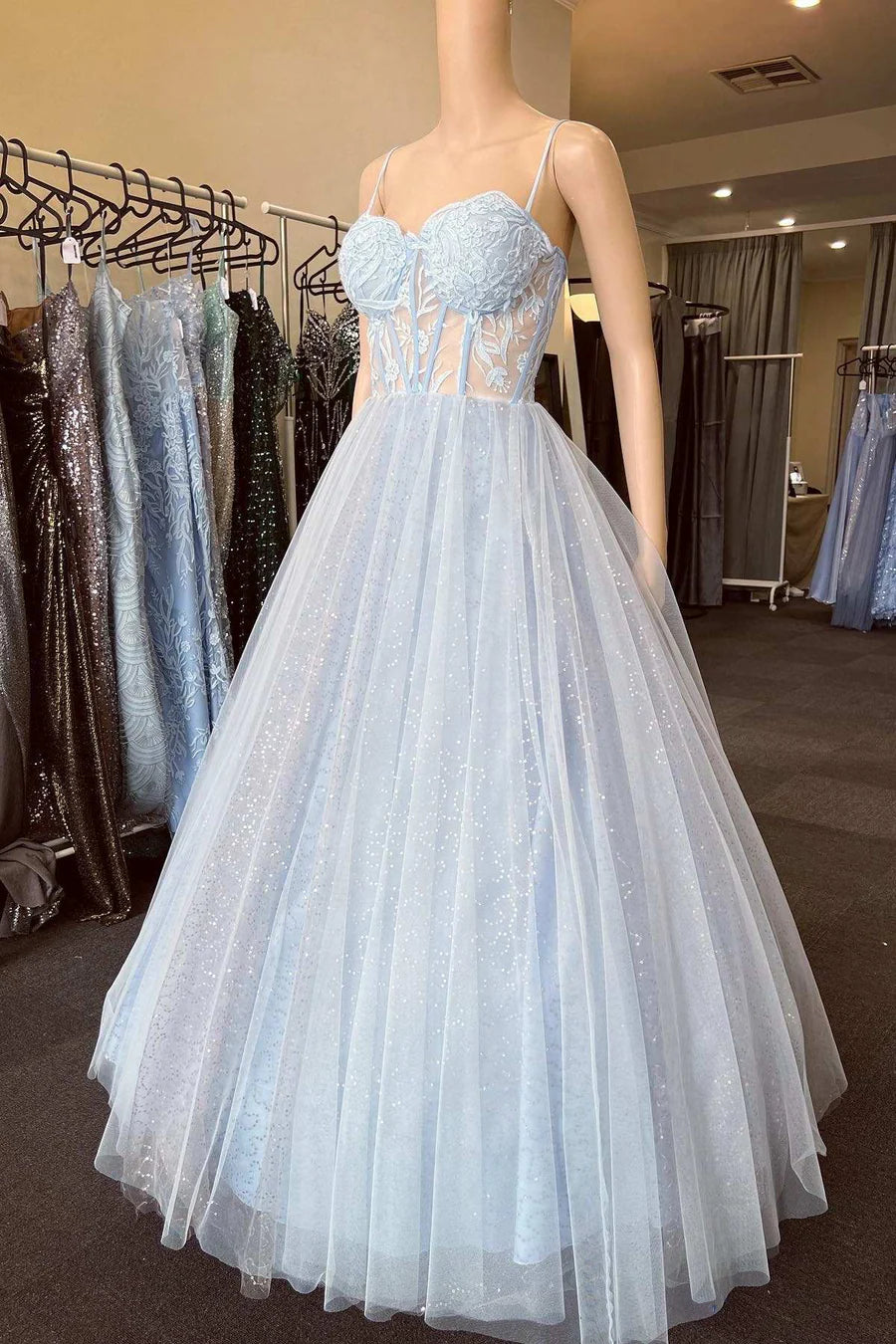 Floral Lace Sweetheart A-Line Prom Dress