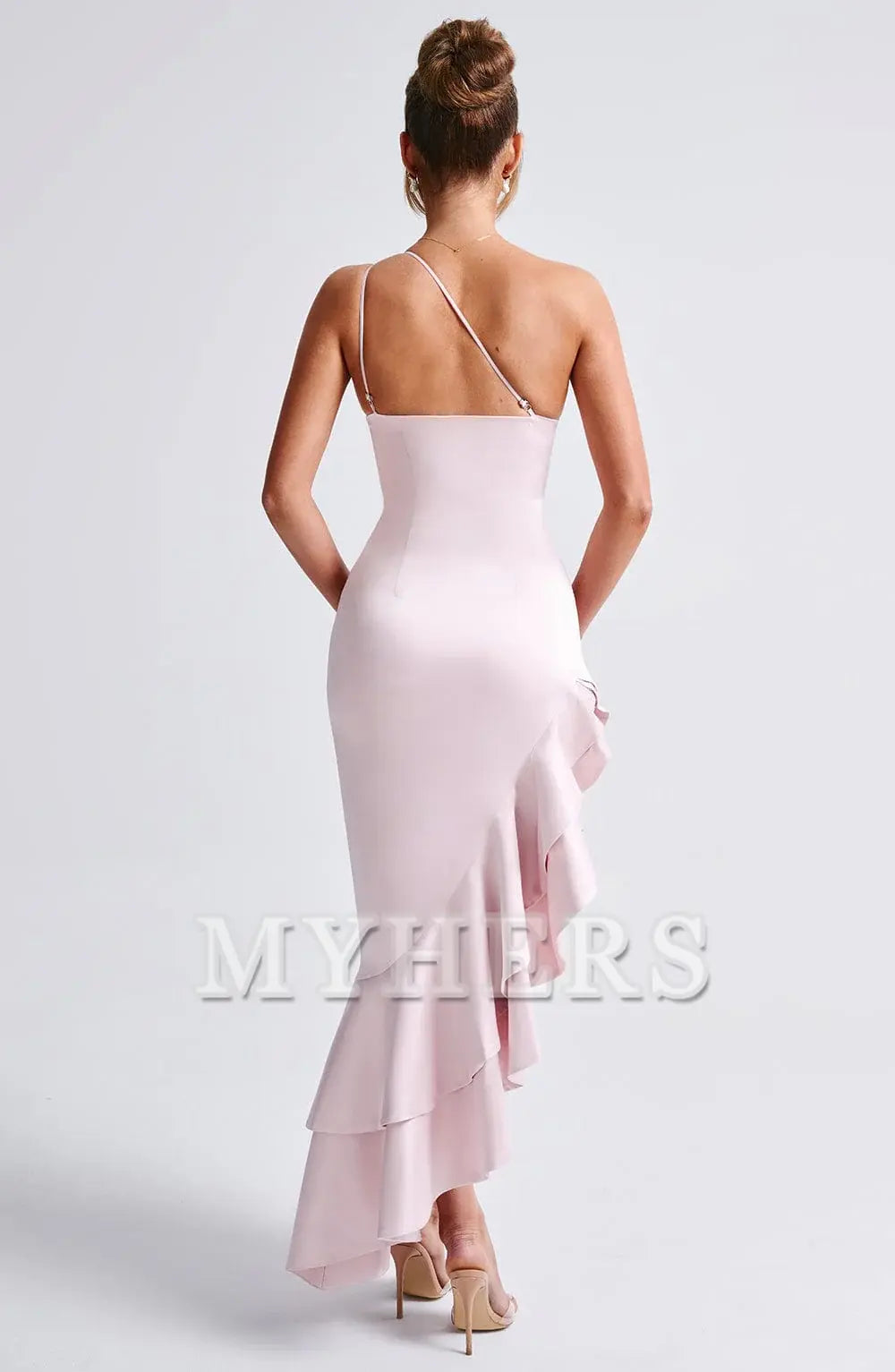 Exquisite Double Frill Hem Gathered Shoulder Asymmetric Gathering Waist Unique Fashion Dresses Bridesmaid Dresses Wedding Guests Dresses