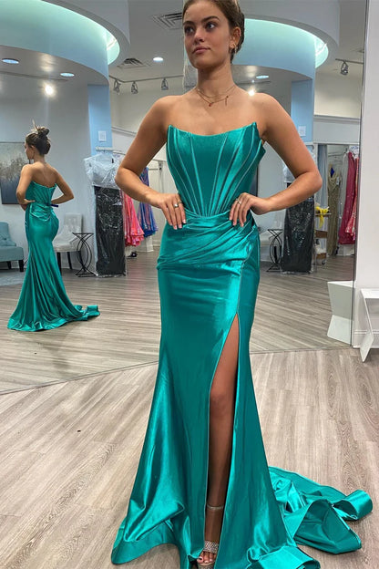 Off-the-Shoulder Pleated Mermaid Long Formal Dress