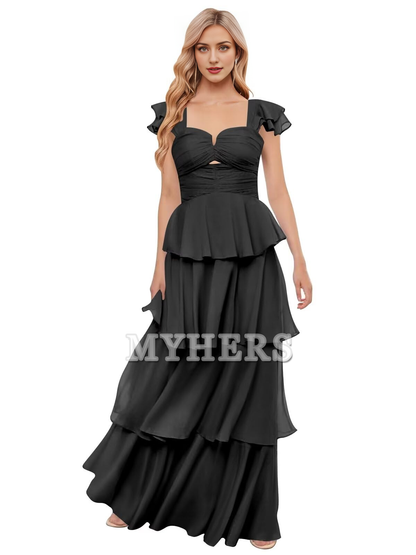 Elegant Chiffon layering Backless Off The Shoulder Long Bridesmaid Dresses Wedding Guests Dresses