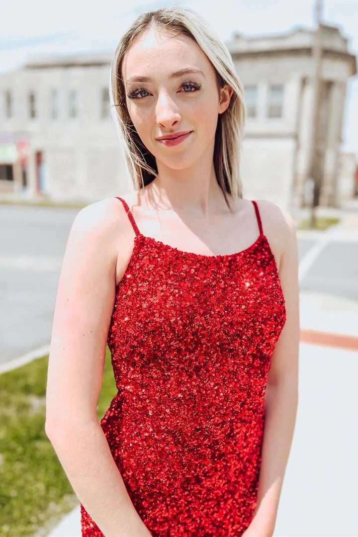 Sequin Cutout Back Short Homecoming Dress