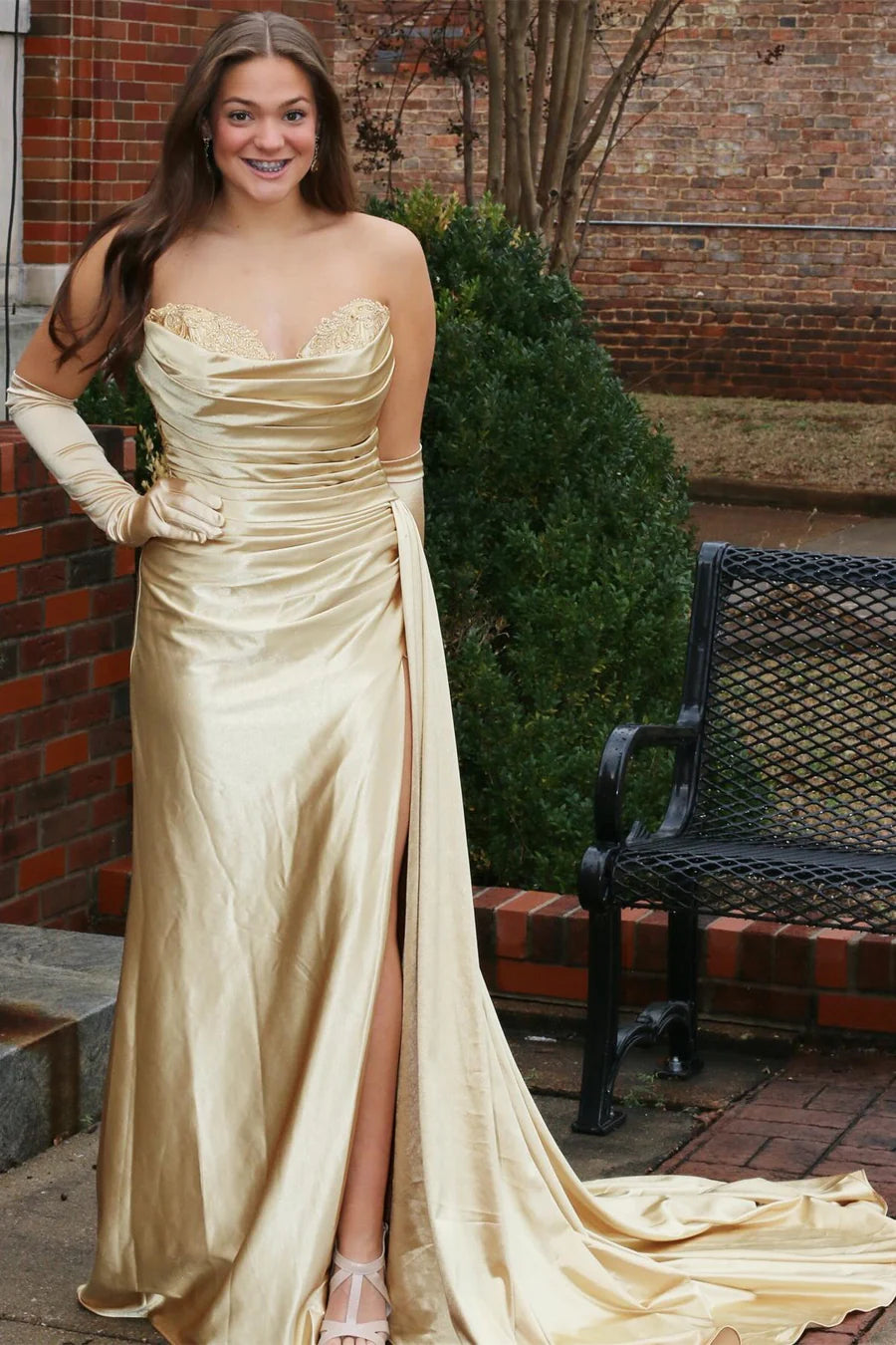 Sweetheart Long Prom Dress with Attached Train