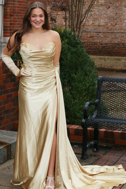 Sweetheart Long Prom Dress with Attached Train