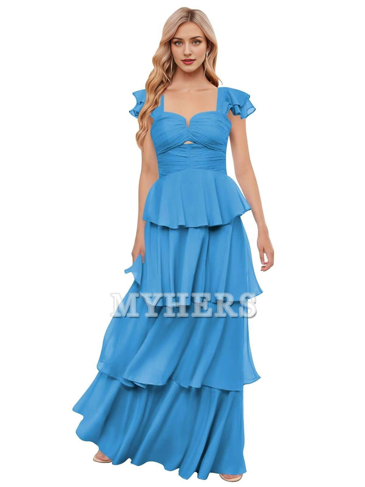 Elegant Chiffon layering Backless Off The Shoulder Long Bridesmaid Dresses Wedding Guests Dresses