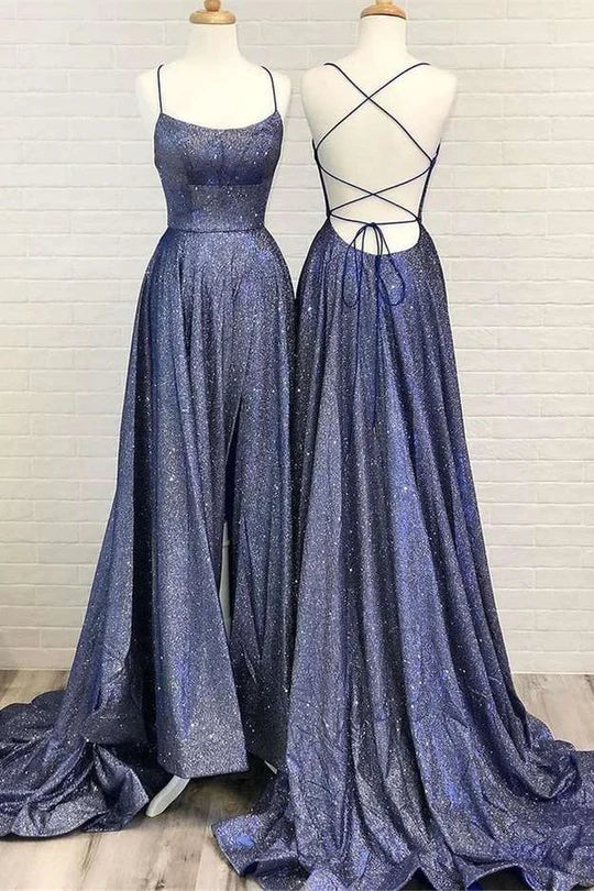 Sequin Backless A-Line Prom Dress