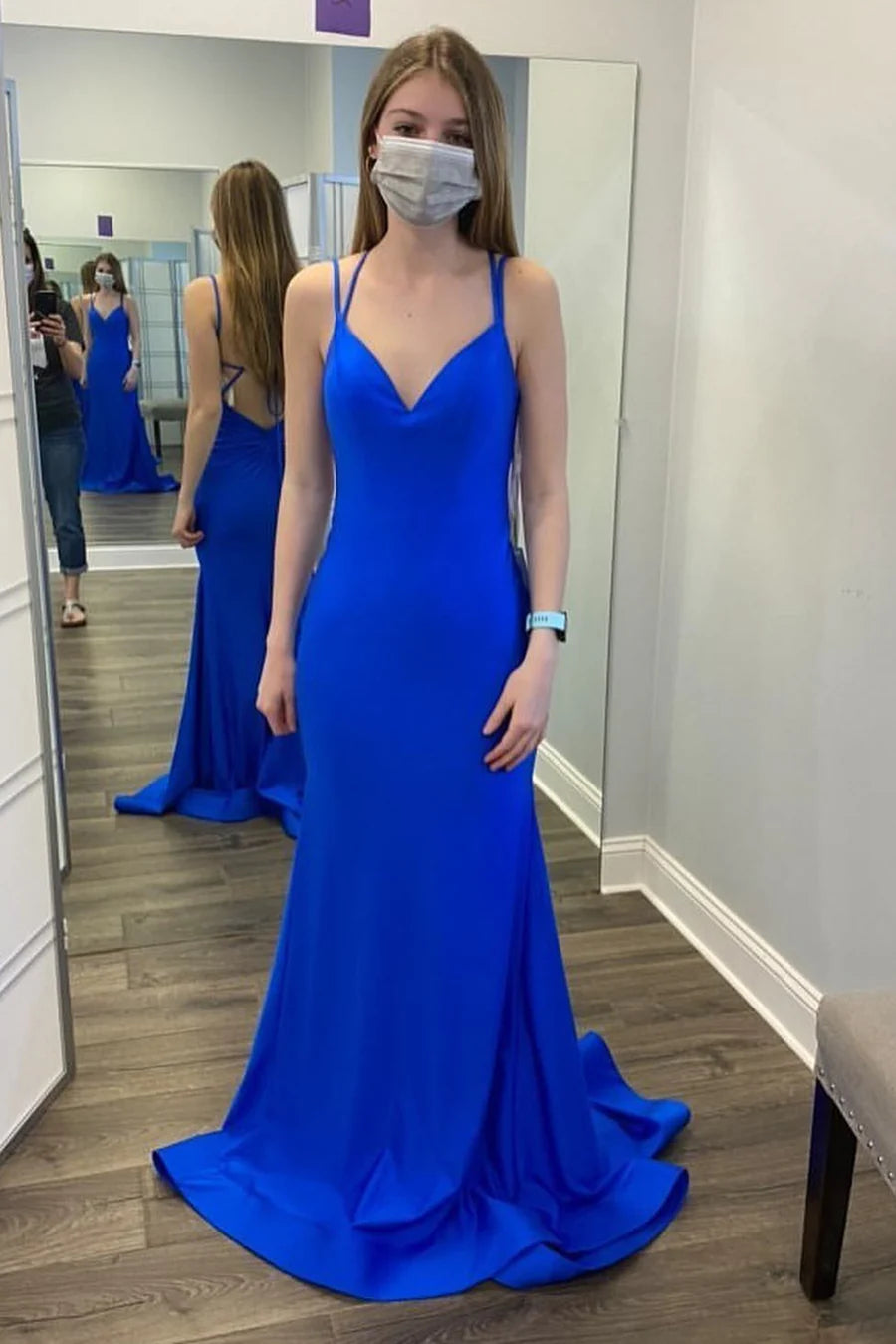 Satin Lace-Up Long Formal Dress