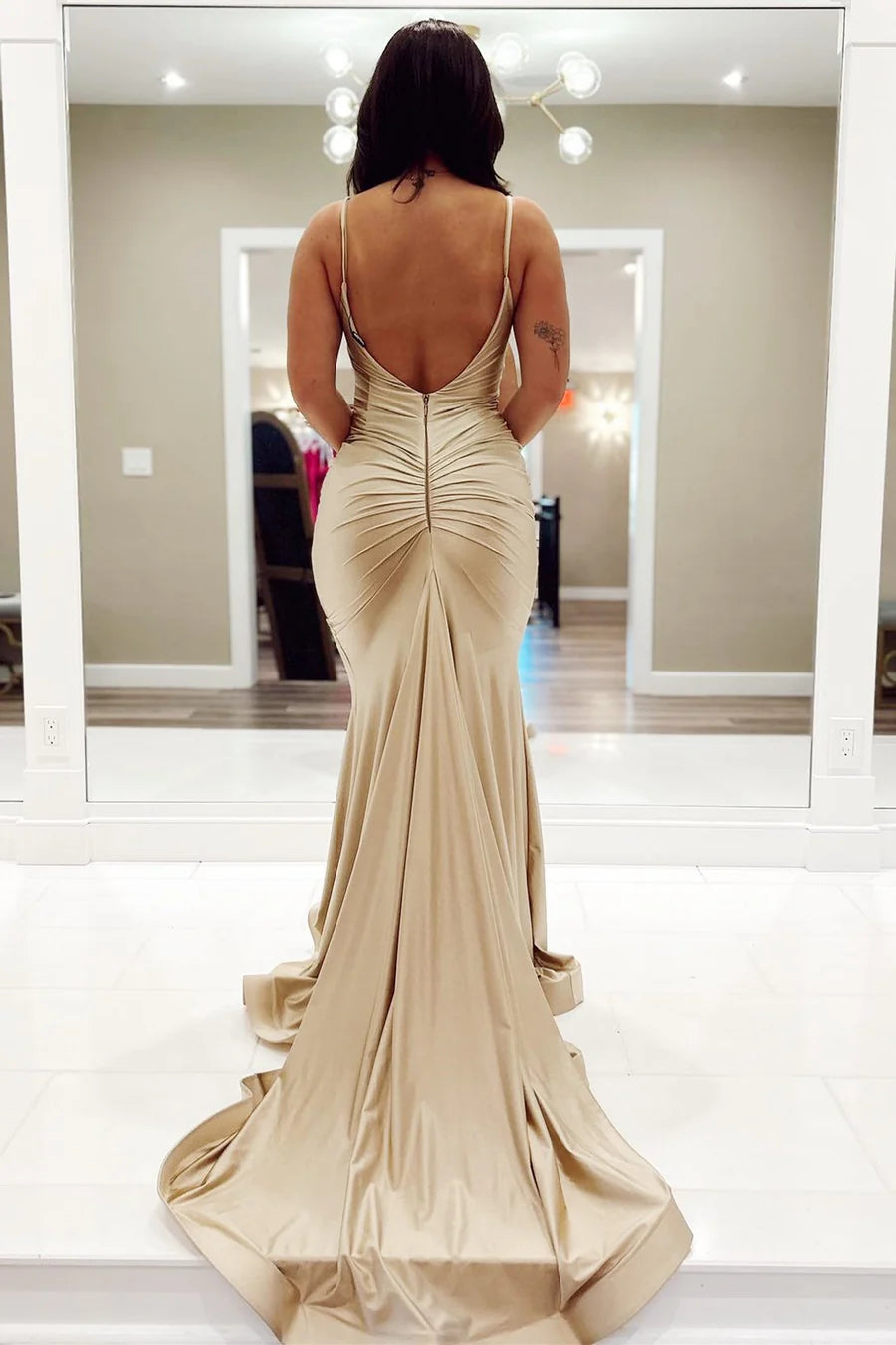 Cowl Neck Backless Mermaid Long Prom Dress