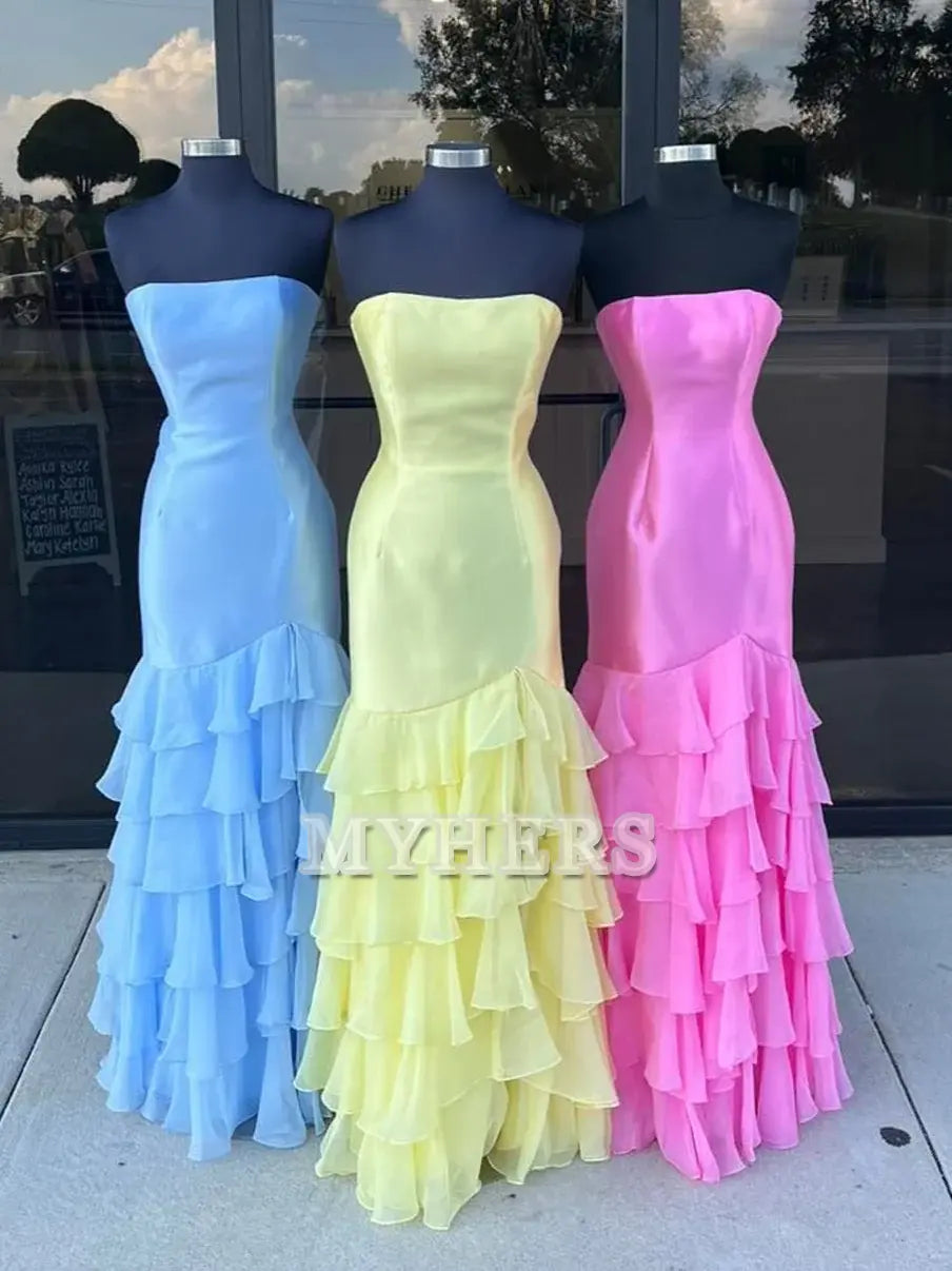 Formal Wear Dresses Wedding Guest Dresses Mermaid Cultivate oneself Strapless layering Prom Dresses Side Fork Exquisite Evening Dress