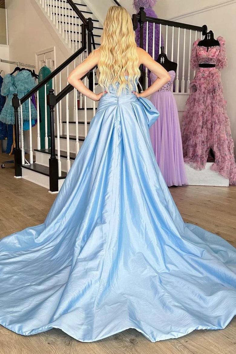 Strapless A-Line Prom Dress with Bow