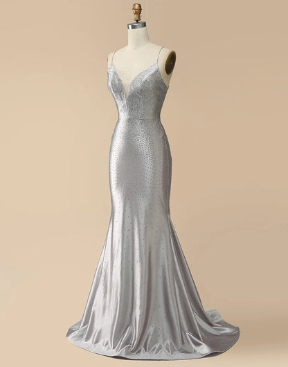 Silver Beaded Mermaid Unique Prom Dress