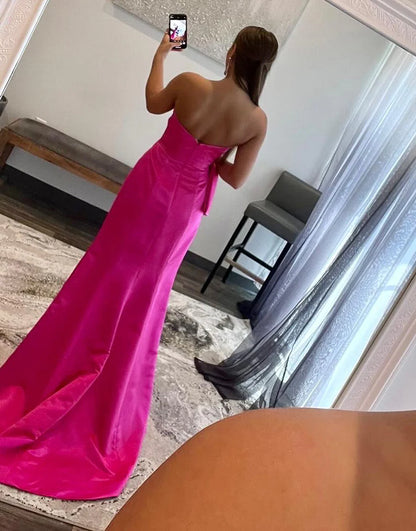 Sweetheart Hot Pink Prom Dress with Bow