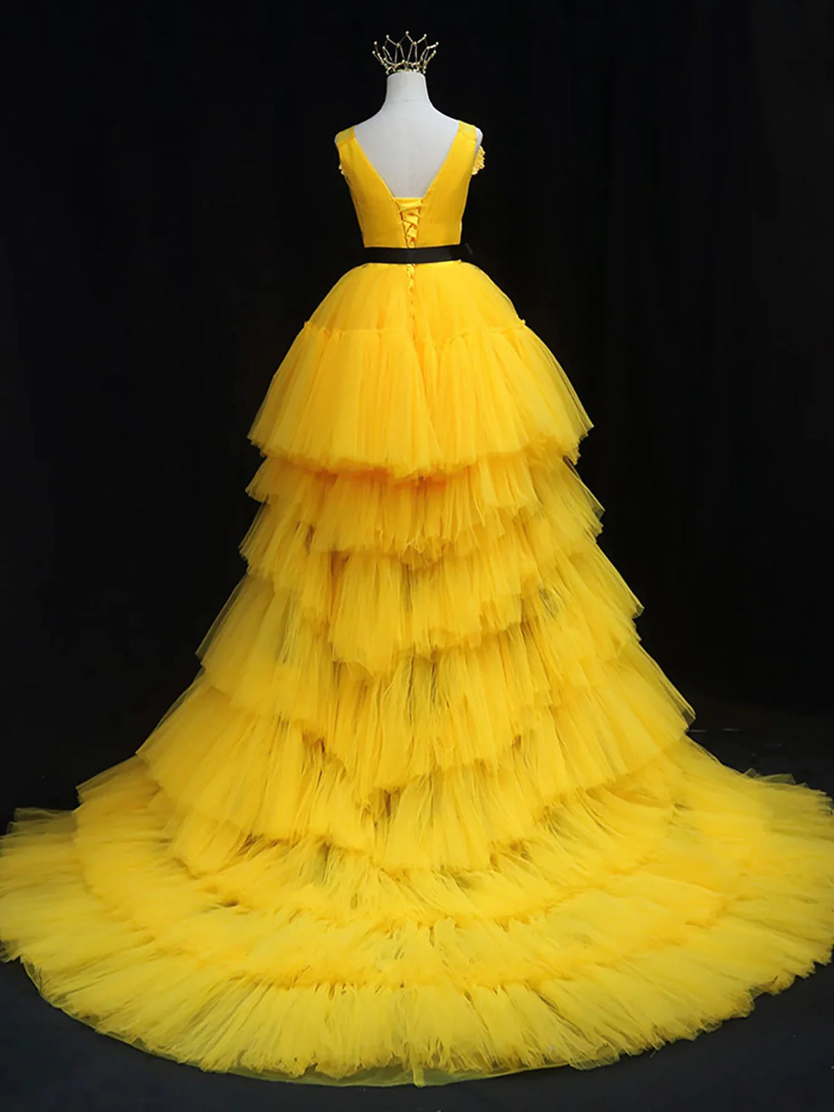 High Low Tulle Sleeveless Prom Dress