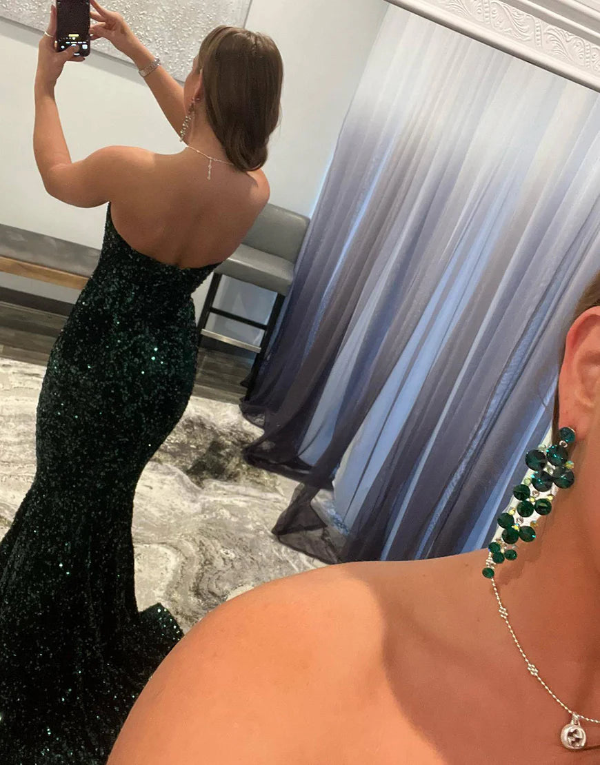 Sweetheart Mermaid Sequin Tight Prom Dress