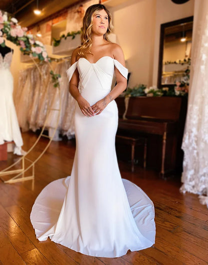 Off the Shoulder Mermaid Boho Wedding Dress