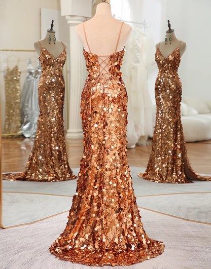Sequin Silk Long Prom Dress