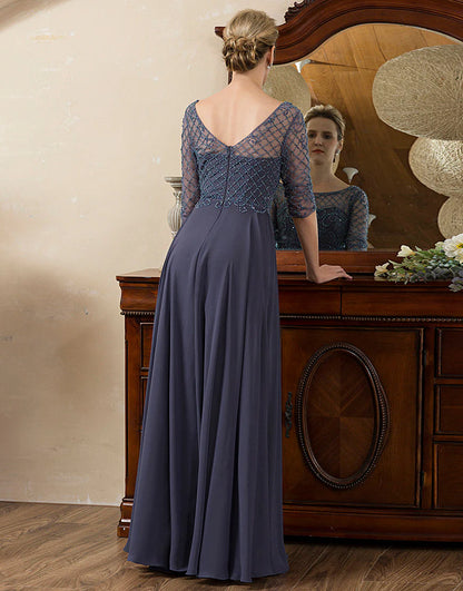 Beading Long Sleeves Mother of Bride Dress