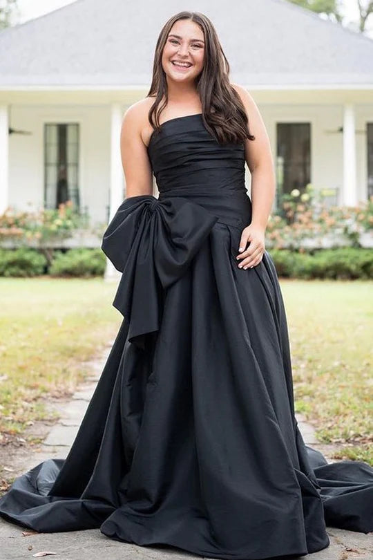Strapless A-Line Prom Dress with Bow
