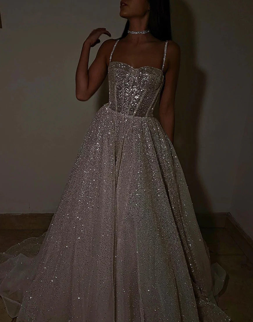 Sweetheart Sequin Glitter Wedding Dress