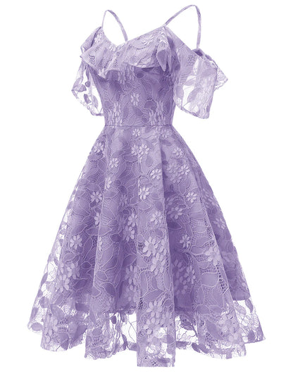 Lace Short Homecoming Dress with Ruffles