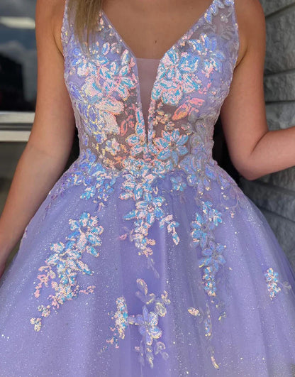 A-Line Short Sparkly Homecoming Dress With Appliques