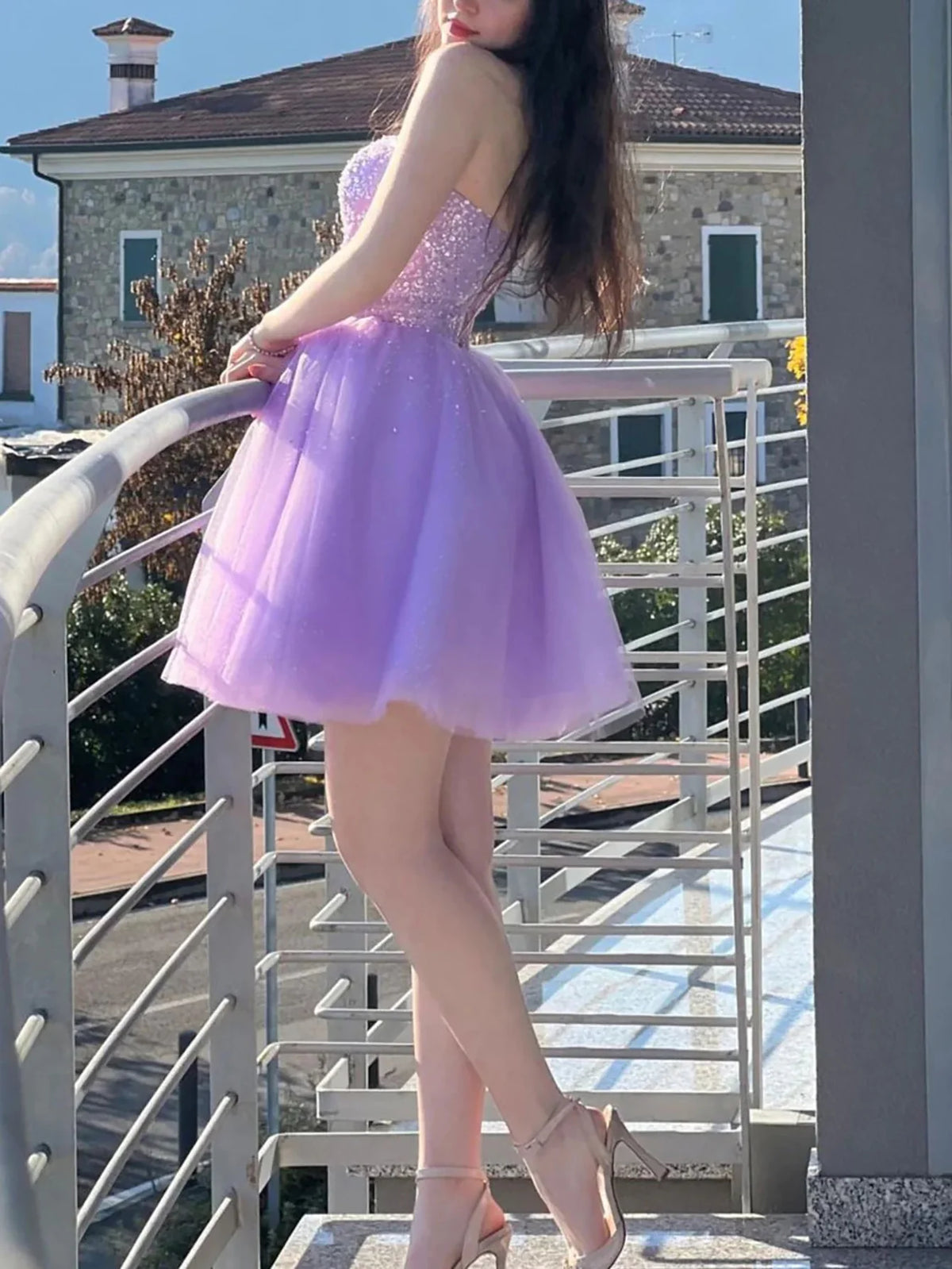 Sweetheart Sparkly A Line Homecoming Dress