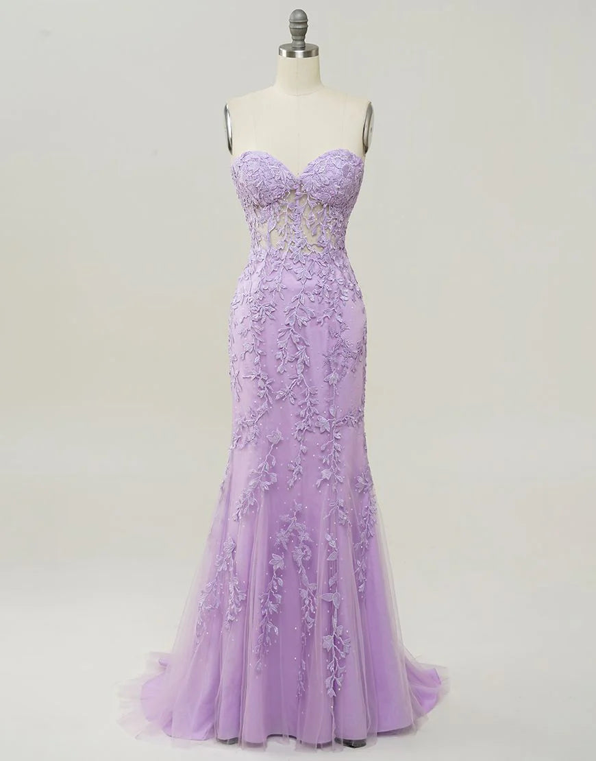 Mermaid Sweetheart Sky Blue Prom Dress With Appliques