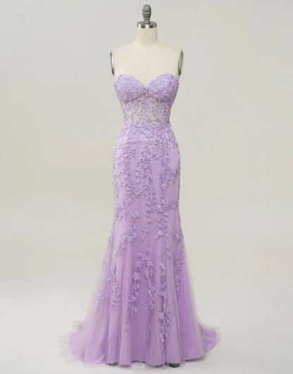 Mermaid Sweetheart Sky Blue Prom Dress With Appliques