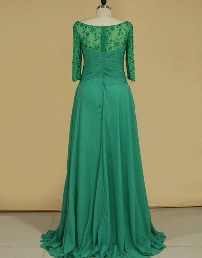 Green Plus Size Long Mother of the Bride Dress