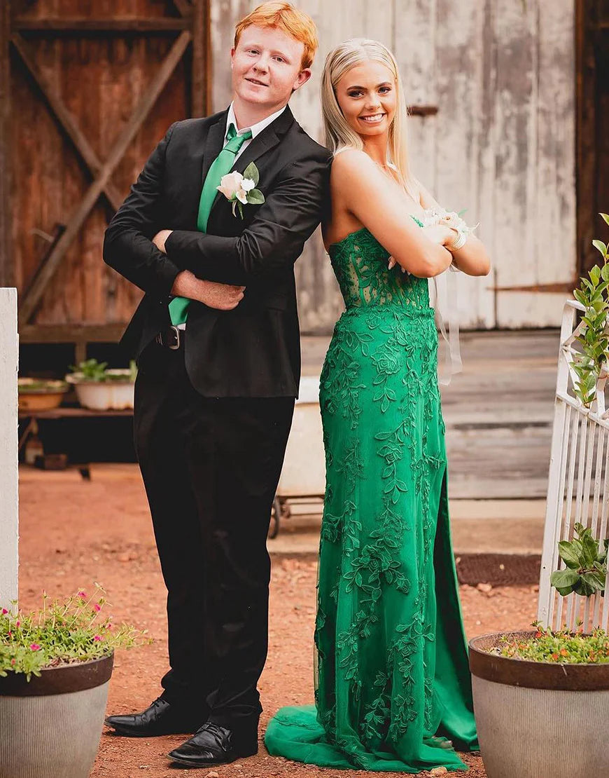 Mermaid Sweetheart Appliques Prom Dress With Slit