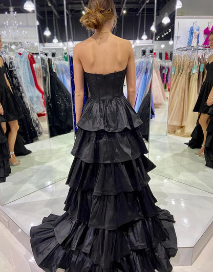 A Line Sweetheart Tiered Long Party Dress