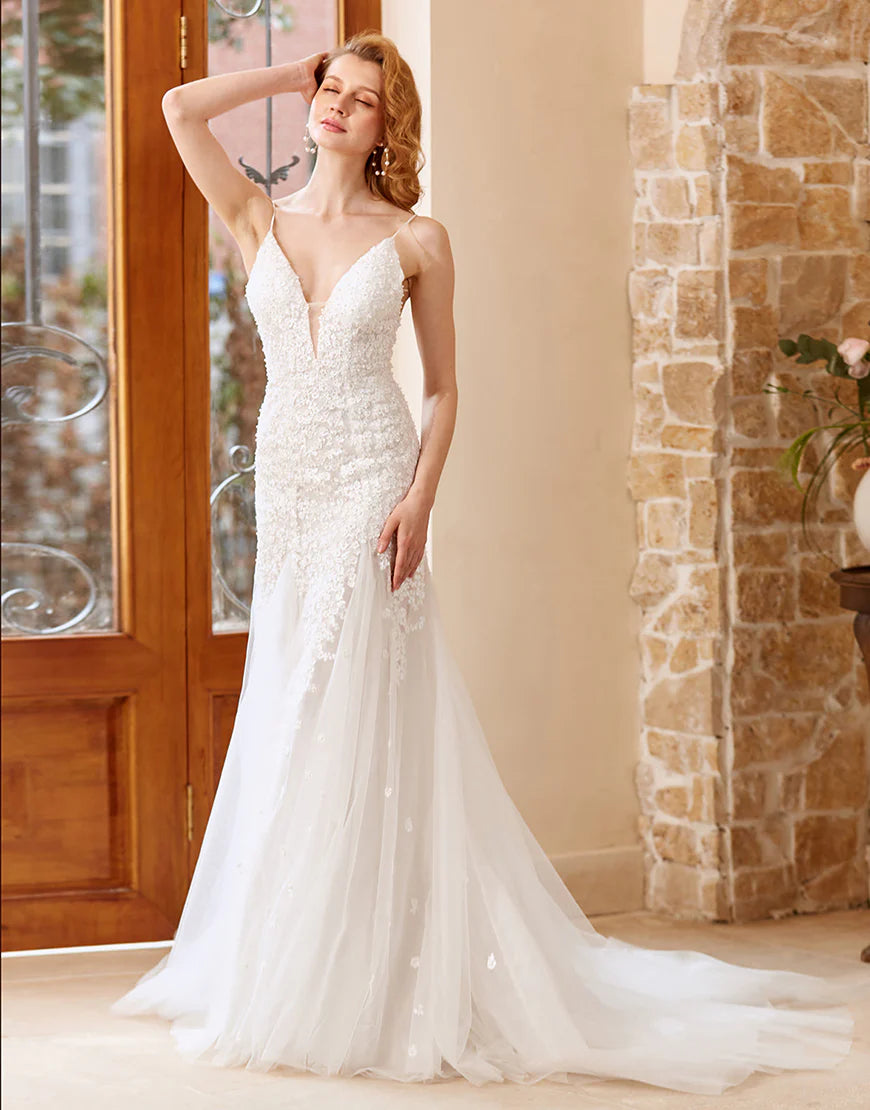 Mermaid Chruch Sweep Train Wedding Dress